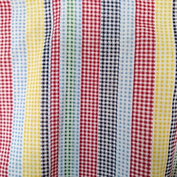 Vtg 70s 80s Primary Color Stripe Pointed Collar Button Up Shirt Size 8 Girls Top - Picture 8 of 8